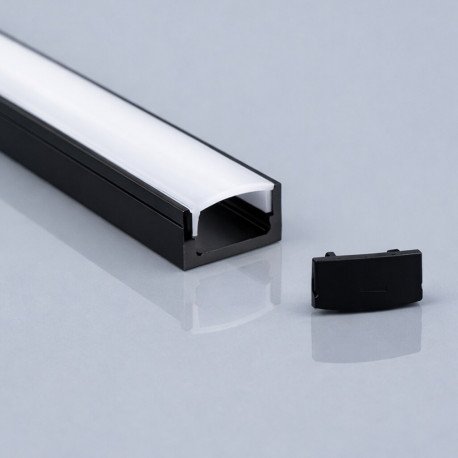 Aluminium profiel zwart 2 m opbouw (U-profiel) voor ledstrips