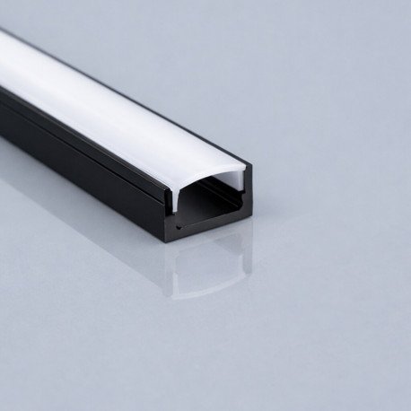 Black Surface-Mount LED Strip Aluminum Channel U, 2 m