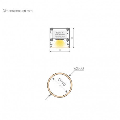 Hangende LED-lamp SOLARIS 90 cm 38W DALI ON/OFF