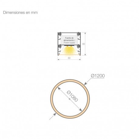 LED hanglamp SOLARIS 120 cm 56W DALI ON/OFF