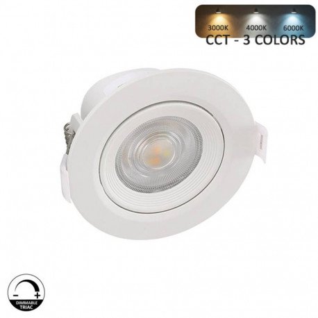 Downlight LED 7W inbouw kantelbaar dimbaar TRIAC 3CCT wit