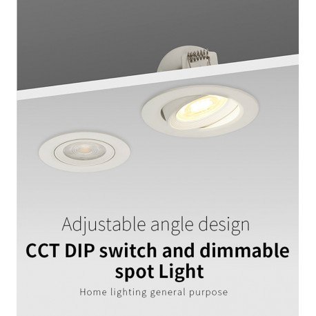 Downlight LED 7W inbouw kantelbaar dimbaar TRIAC 3CCT wit