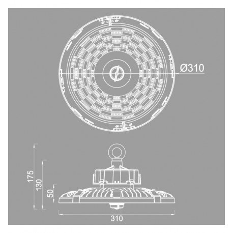 LED UFO high-bay 150W industriële campana 3CCT met sensor en 1-10V