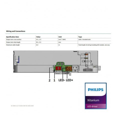 Driver LED Philips XITANIUM para carril trifásico XI 34W/a0.7-0.85A 40V DS 3CW 230V - 5 años Garantía