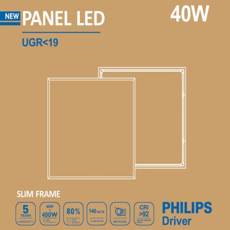 Pack Panel LED 60x60 40W 4380Lm UGR19 | Philips Driver 5 Años de Garantía
