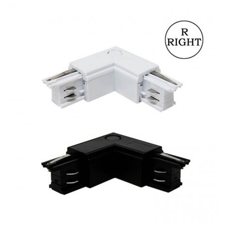 Rechter L-koppelstuk voor led-rail trifase