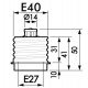 Adapter E40 naar E27 voor ledlampen
