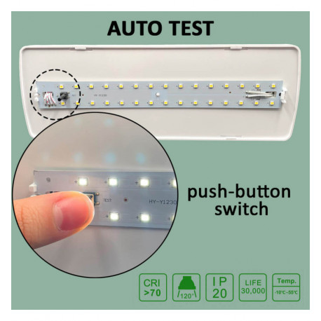 LED noodverlichting 400 lm + plafondkit, auto test, IP20, 6500 K
