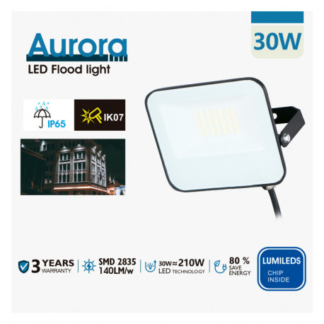 Foco Proyector LED 30W AURORA - Chip Lumileds 140Lm/W