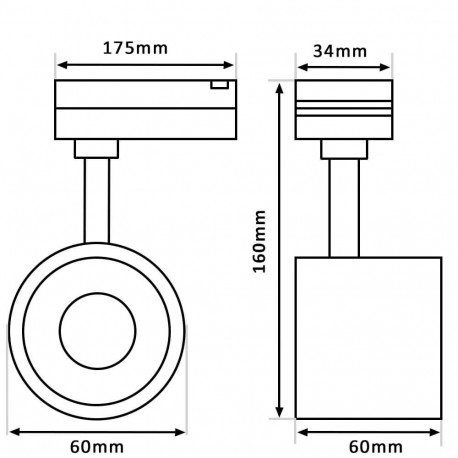 LED railspot NEW MAYA 28-40W monofase CRI92 Bridgelux