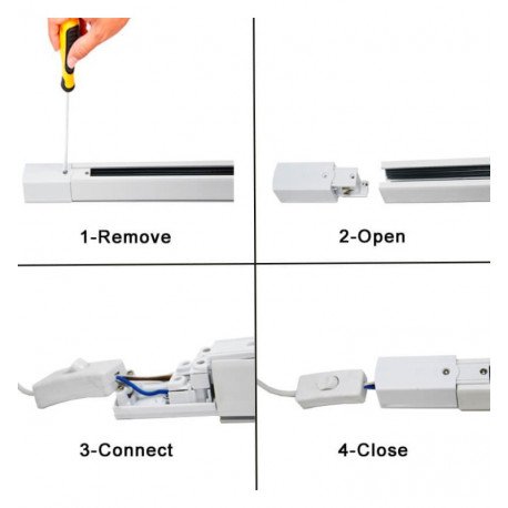 3-fase led rail aluminium 2 m zwart voor ledspots
