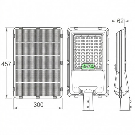 LED Solar Street Light EcoSun 240W 4800Lm | PIR + Remote | 6500K IP65