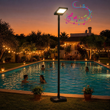 LED Solar Garden Light Kit 240W 2.5m Pole | 3CCT BT Audio