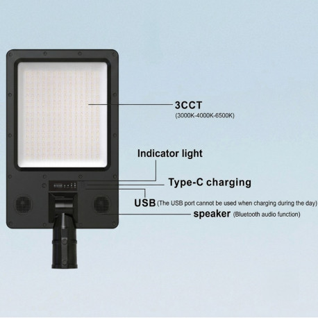 LED Solar Garden Light Kit 240W 2.5m Pole | 3CCT BT Audio