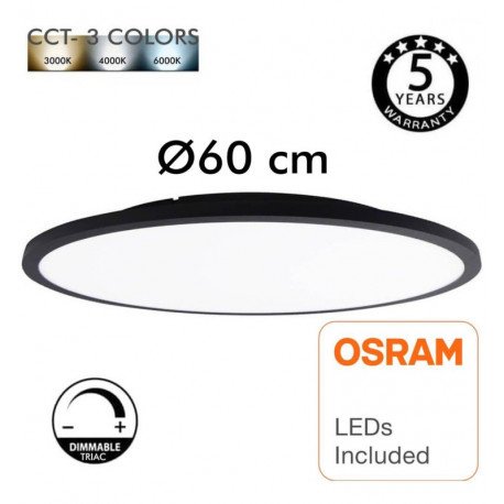 Led-paneel 40W dimbaar voor plafond inbouw/opbouw OSLO zwart Ø60