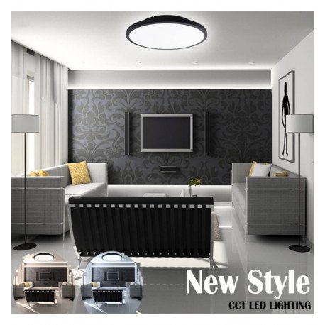 Panel LED 40W regulable para techo interior OSLO negro Ø60