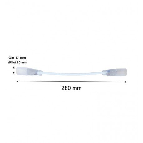 Koppelconnector voor ronde led-neon 16 mm, 28 cm