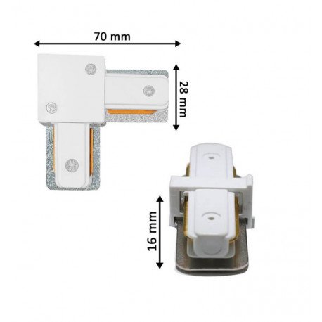 L-connector versterkt voor eenfasige rail