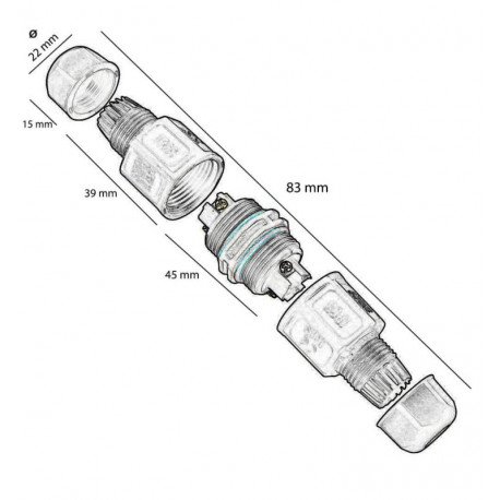 Kabelconnector in I-vorm IP68 voor buiten, schroef en nylon
