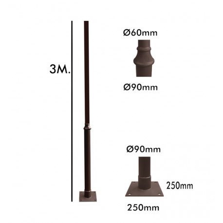 LED Street Light REKA Column 3 m with Anchor Bolts