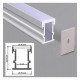 Aluminium inbouwprofiel voor vloer met transparant afdekglas, 2 meter