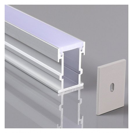 Perfil de aluminio para suelo con tapa translucida 2 metros