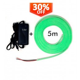 Neon ledstrip groen 6 mm 12V 5 m + voeding