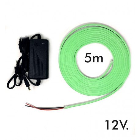 Neon ledstrip groen 6 mm 12V 5 m + voeding