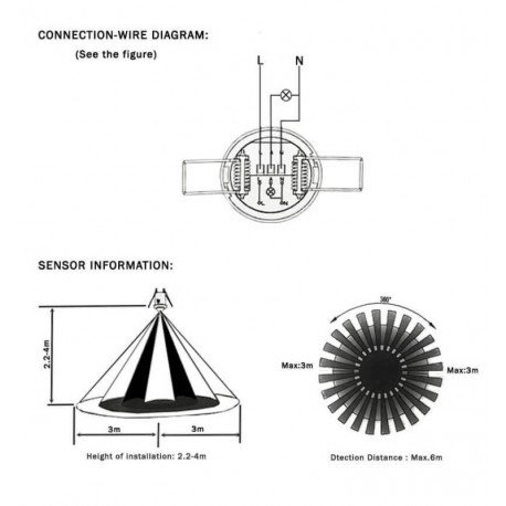 Inbouw bewegingssensor plafond 360º 220-240V