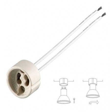 Casquillo adaptador GU10 cerámica 10 cm para LED