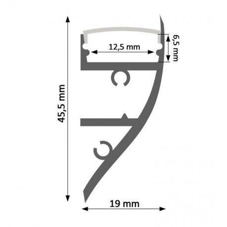Perfil de aluminio CORNISA 2 m para tira LED con click