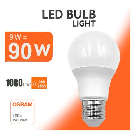 Bombilla LED 9W E27 A60 180º OSRAM Chip DURIS sin flick
