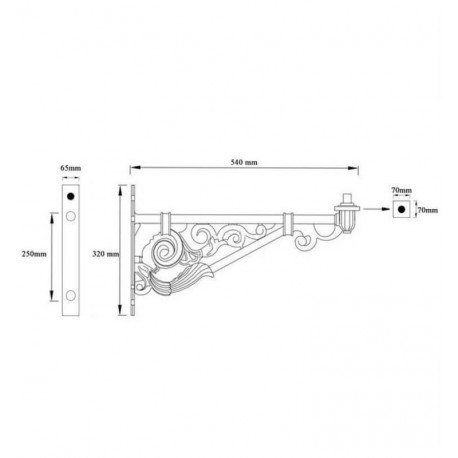 Aluminium arm Villa 52 cm voor led-straatverlichting buiten