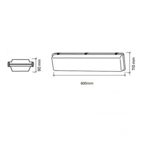 IP65 waterdichte kap voor 2 ledbuizen 60 cm voor buiten