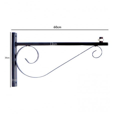 LED High Bay Wall & Pole Mount Bracket Forja 60cm Gloss Black