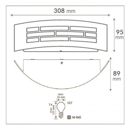 Aplique LED de pared E27 GOTEMBURGO níquel exterior IP44