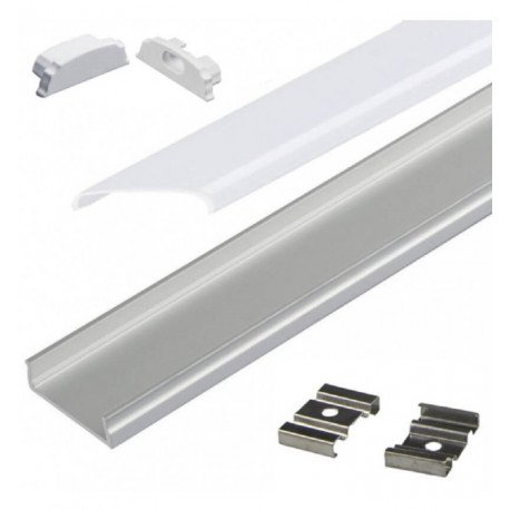 Perfil Aluminio Flexible U LED 2 metros para curvas