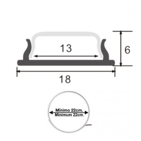 Perfil Aluminio Flexible U LED 2 metros para curvas