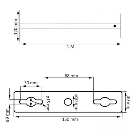 Verstelbare beugel voor led-schijnwerper zwart 60-105 cm voor wand