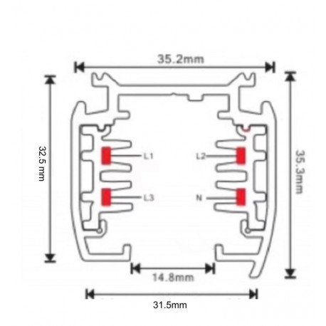 Led driefase rail aluminium 2 m wit voor ledspots