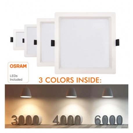 Downlight LED 15W cuadrado CCT OSRAM UGR17 sin deslumbramiento