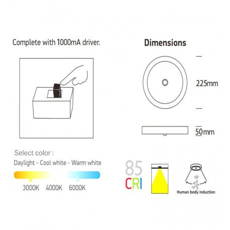 LED High Bay LED Ceiling Sensor CCT 24W for Walkways