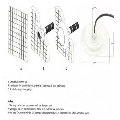 Foco LED sumergible DC12V 12W para piscina IP68 4000K
