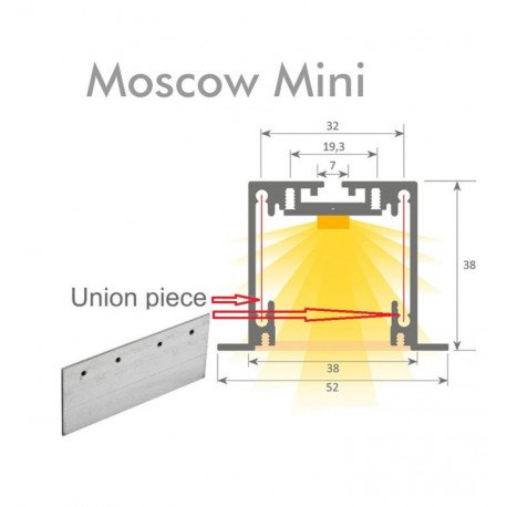 Unión en aluminio para luminarias lineales Munich Mini y Moscú Mini