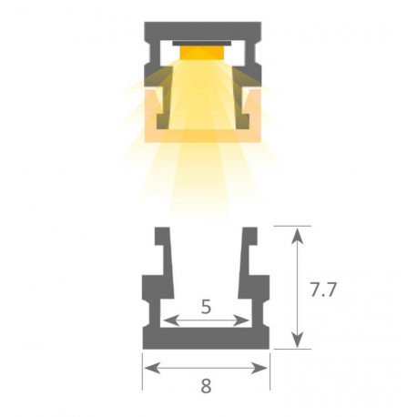 ledstrip/bar 24V DETROIT – geïntegreerd opbouw profiel, zilver