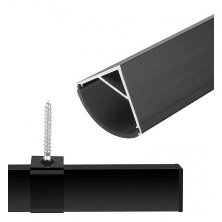 Perfil de Aluminio para Tira LED Angular Blanco y Negro 2 m