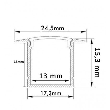 Perfil de Aluminio Empotrable LED Blanco y Negro 2 m