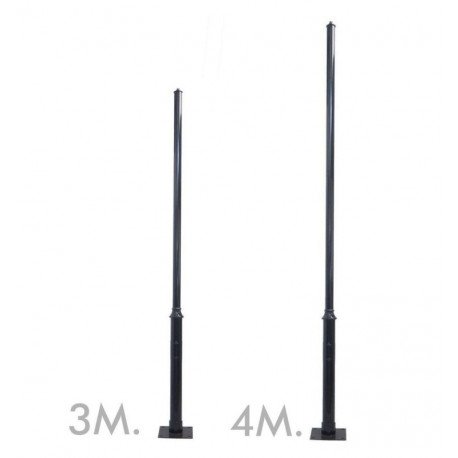 Columna para farola REKA negra 3-4 m exterior, montaje fácil