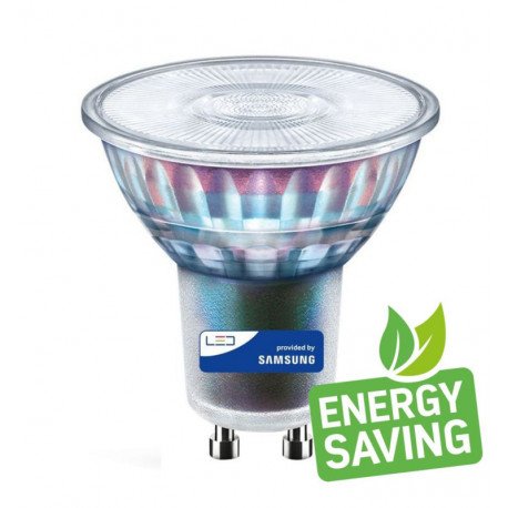 Bombilla LED GU10 6W cristal 38º haz amplio alta calidad