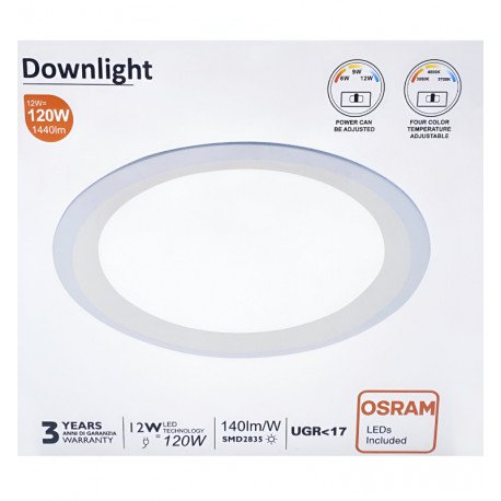 Downlight LED 12W empotrable circular CCT UGR17 OSRAM